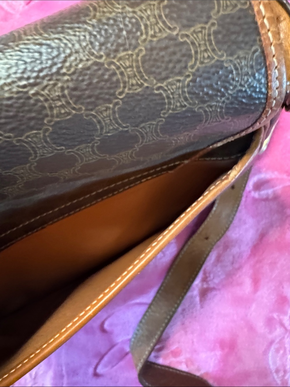 CELINE Vintage Macadam Triomphe Structured Crossbody Bag M14 Made In Italy - Picture 10 of 15